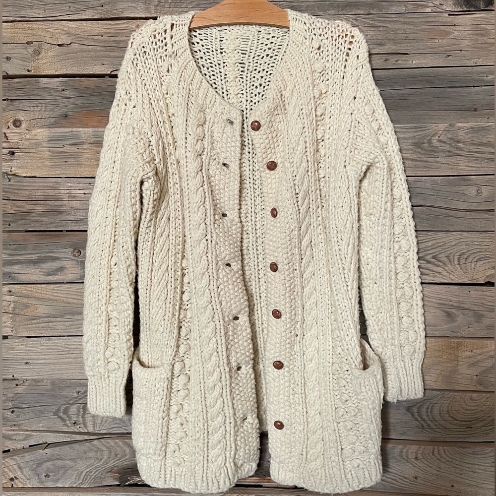 Vintage Hand Knit Cardigan Sweater